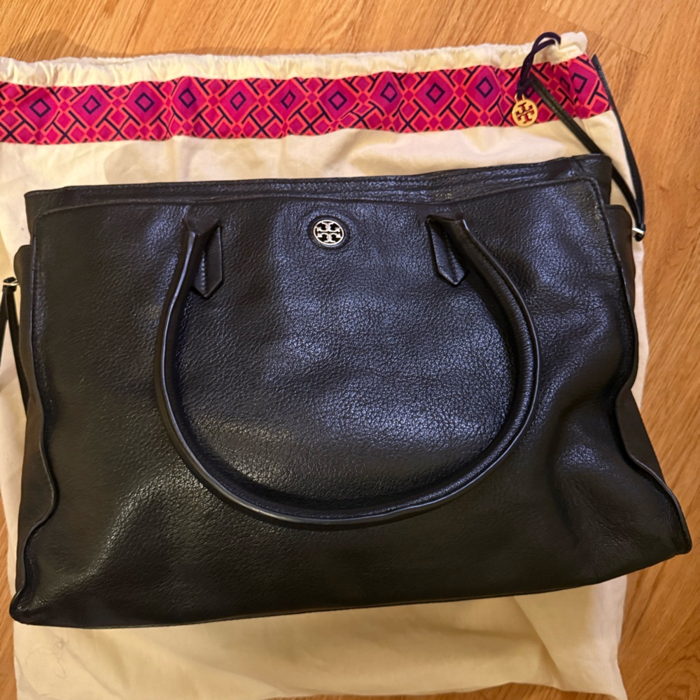 Tory Burch Black Leather Tote Bag